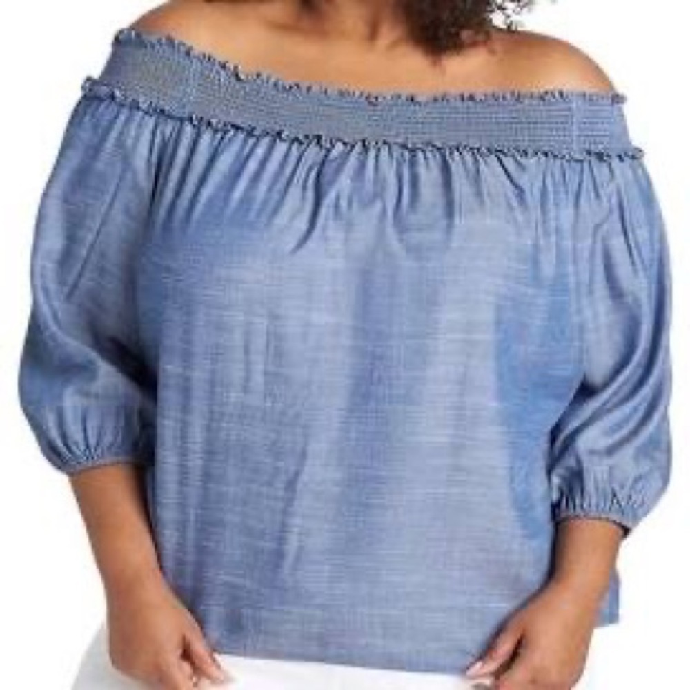 Lane Bryant Women’s Off Shoulder Chambray Top 2/$35 NWT